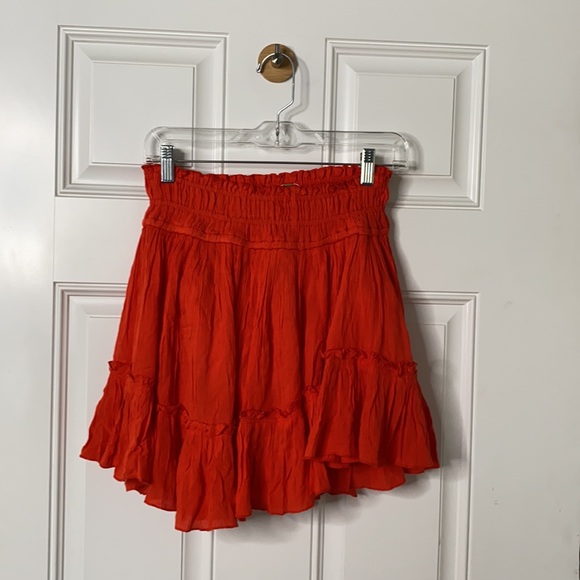 Free People Hooked On You Skirt Ruffle Red NWT XS - Picture 2 of 8